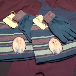 New Frozen Elsa Winter Hat & Gloves Set